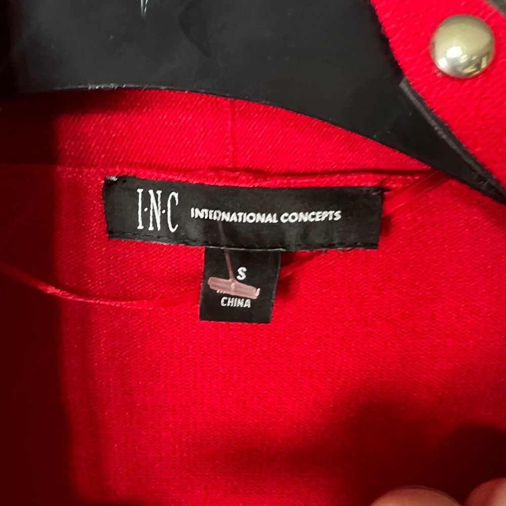 INC International Concepts Studded Duster Cardigan Red Open Front Size S NWT - Picture 4 of 6